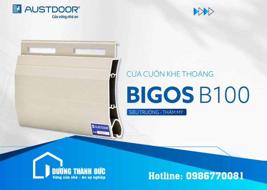 Cửa Cuốn Austdoor Bigos B100 Nan Nhôm Siêu Trường