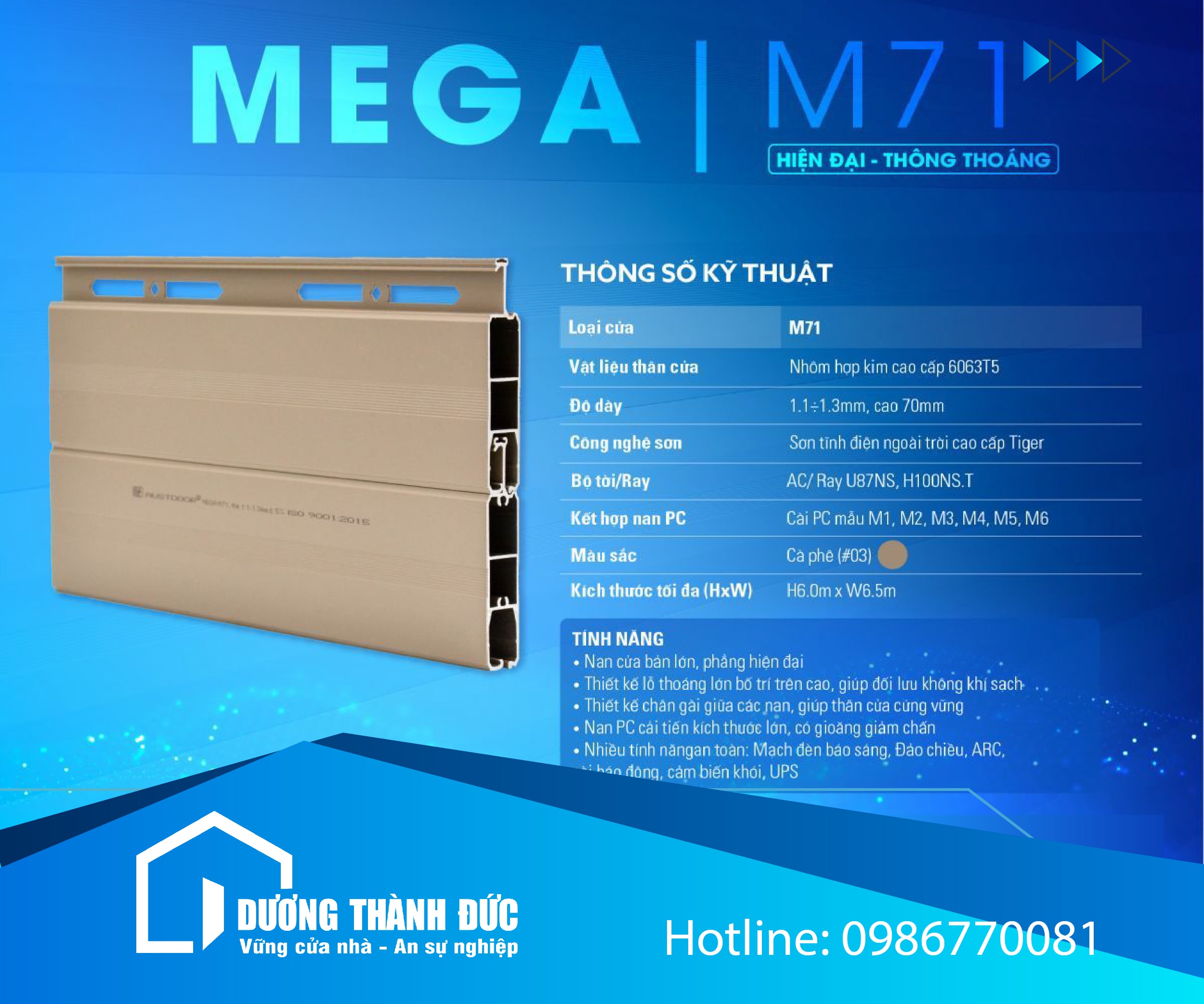 Cửa Cuốn Nhôm Khe Thoáng Bản Lớn Cải Tiến Austdoor Mega M71