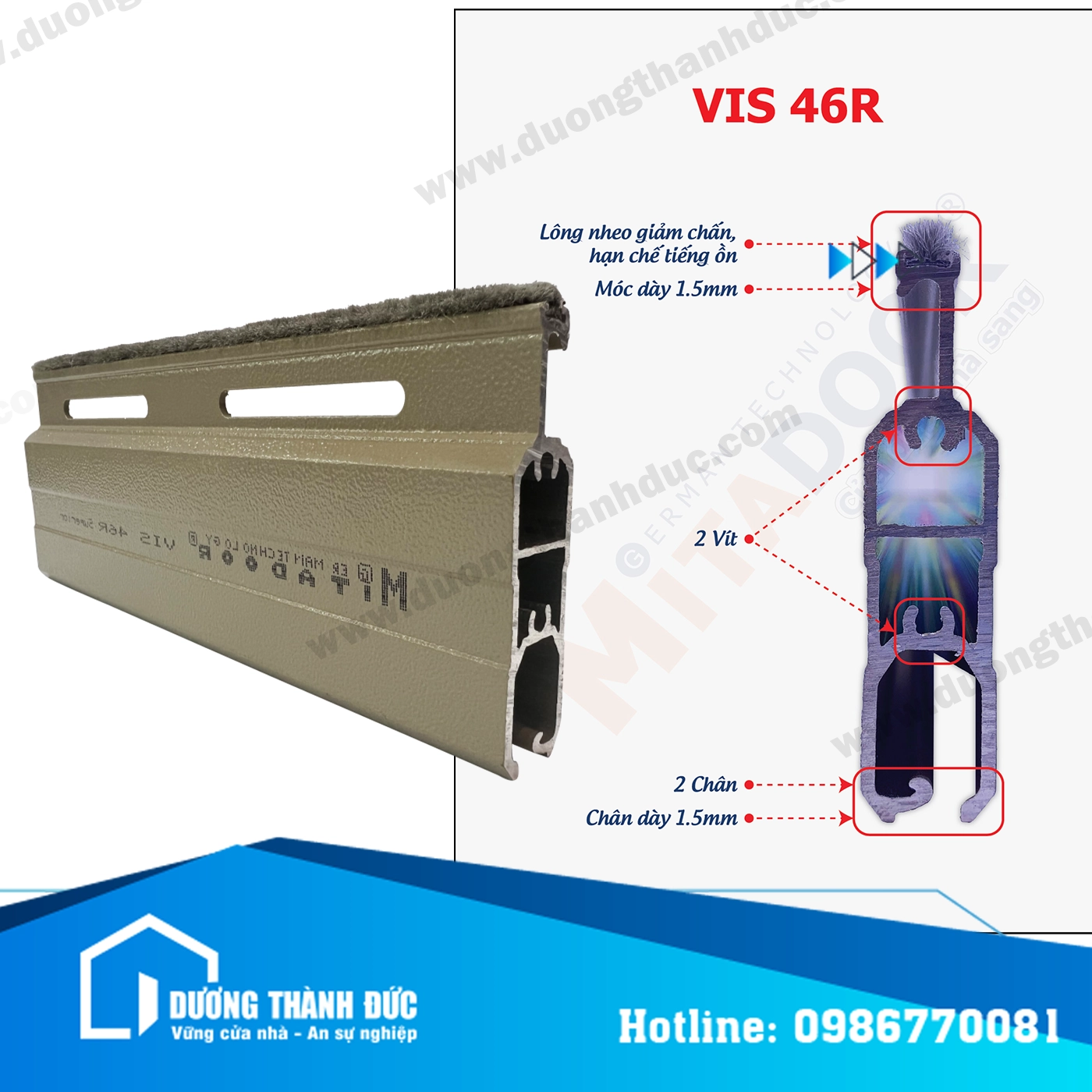 Cửa Cuốn Mitadoor VIS46R Nan Nhôm Khe Thoáng Cao Cấp