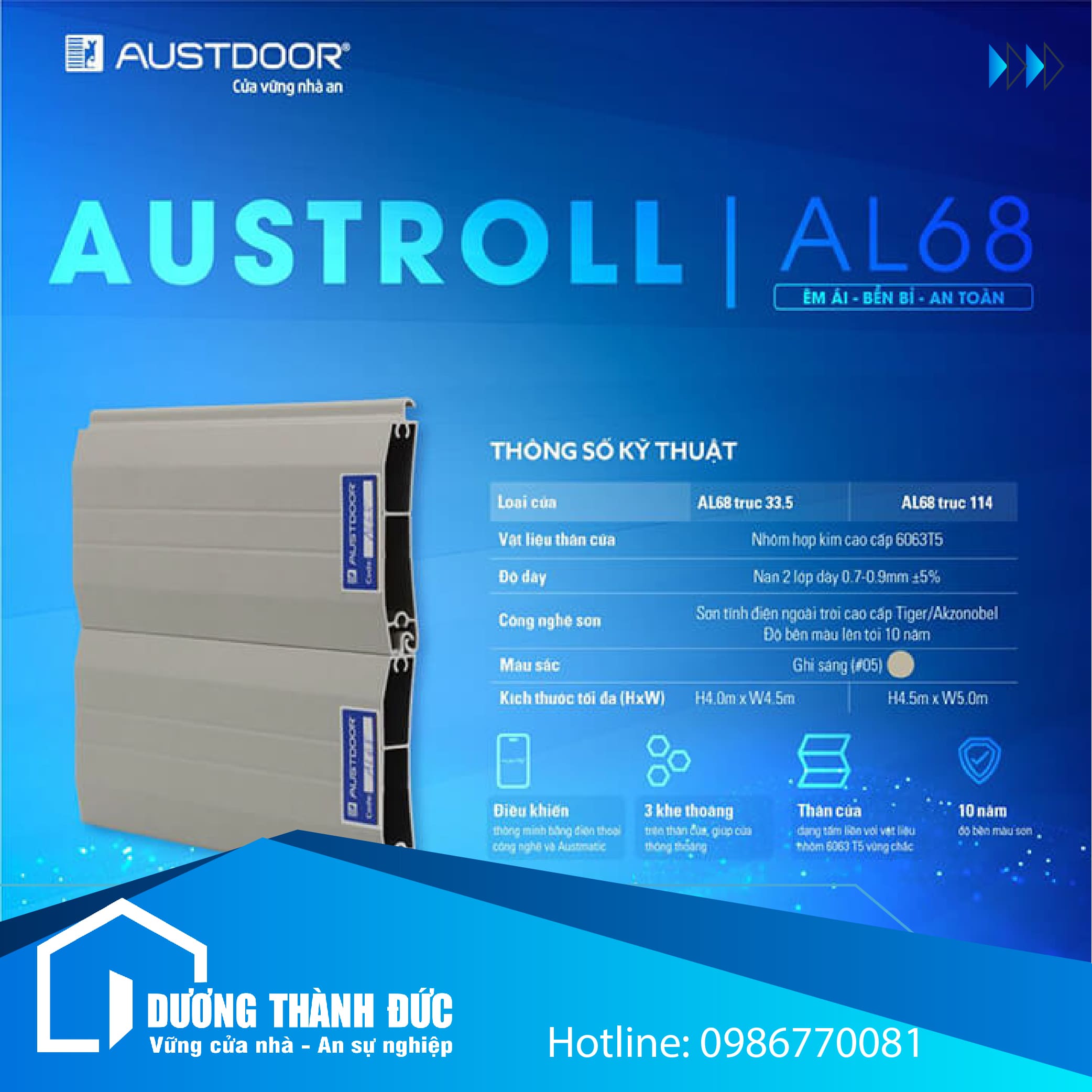 Cửa Cuốn Thép Tấm Liền Austroll AL68 03-01