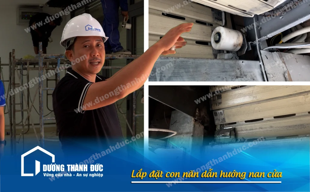 Sửa cửa cuốn Lắp đặt con lăn dẫn hướng nan cửa