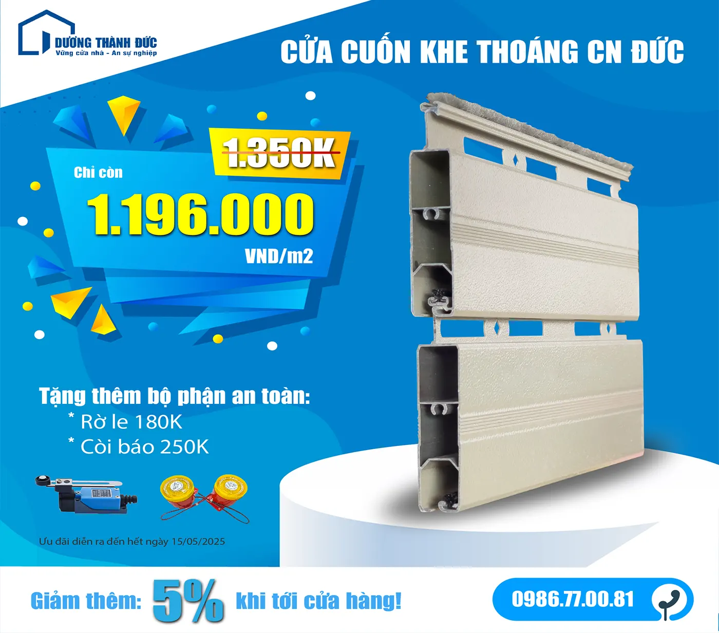 Cửa cuốn giá rẻ khe thoáng Dương Thành Đức