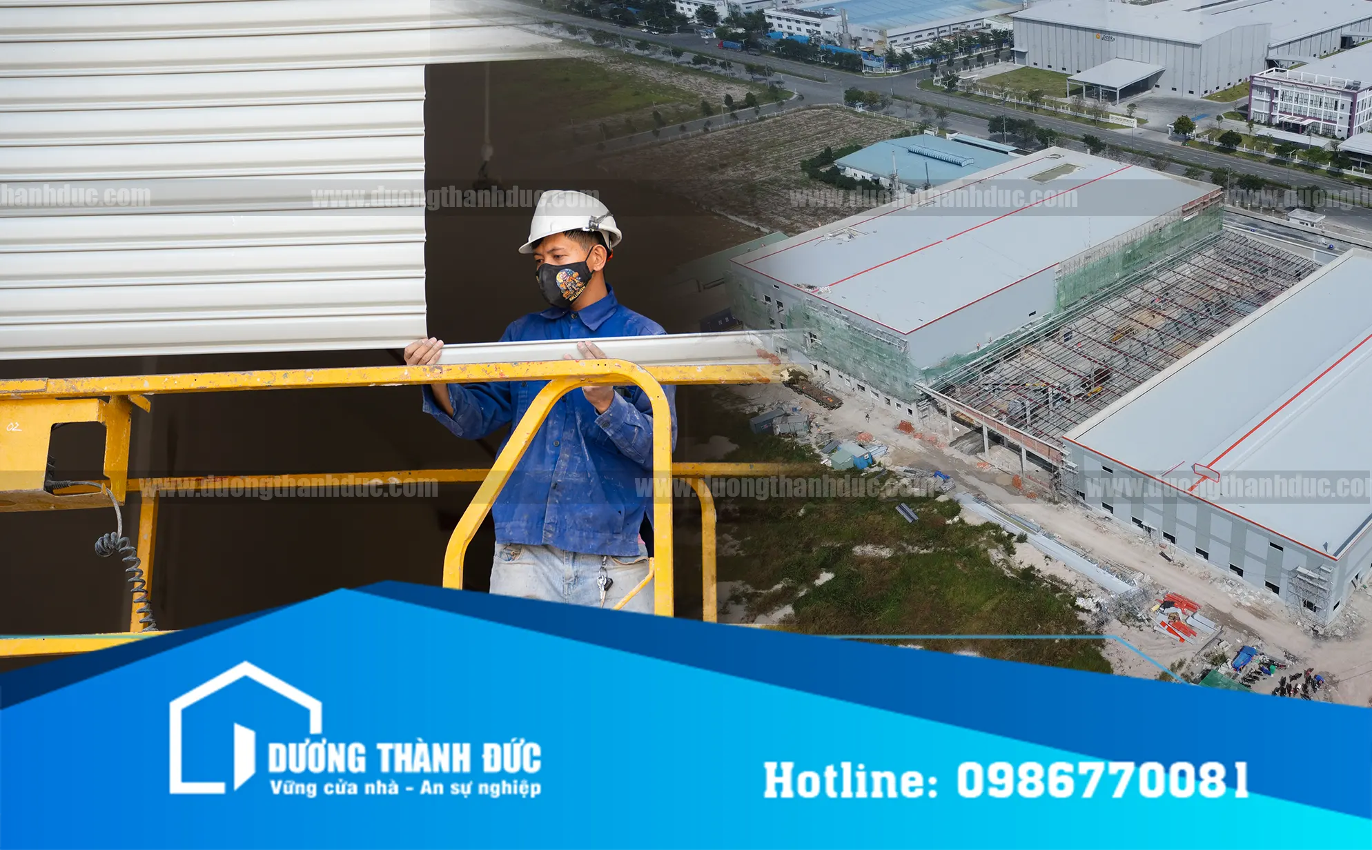Hình Ảnh thực tế con người Dương Thành Đức lắp đặt Cửa cuốn nhà xưởng