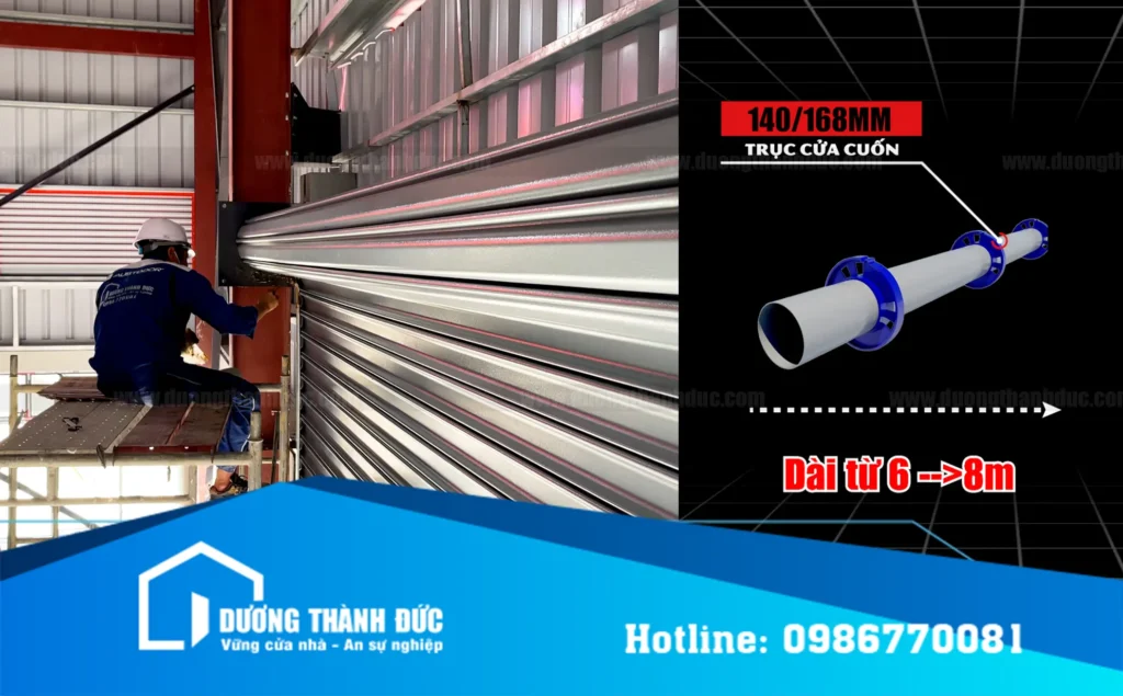 Căn chỉnh trục cửa cuốn nhà xưởng phi 140 - 168mm