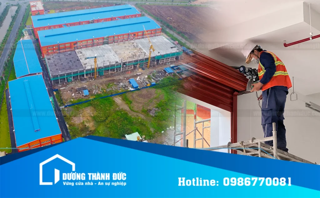 Kỹ thuật cân chỉnh trục cửa cuốn nhà xưởng tại dự án Ningbo ChangYa Tây Ninh